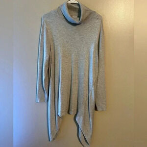 Chicos Cowl Neck Long Featherweight Gray Cashmere‎ Blend XL Handkerchief Hem